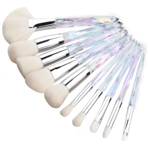 Kingtree Crystal Makeup Brush Set, 10PCS Sparkling Premium Makeup Brushes Professional Synthetic Bristles Foundation Blush Concealer Eyeshadow Makeup Brush for Girls