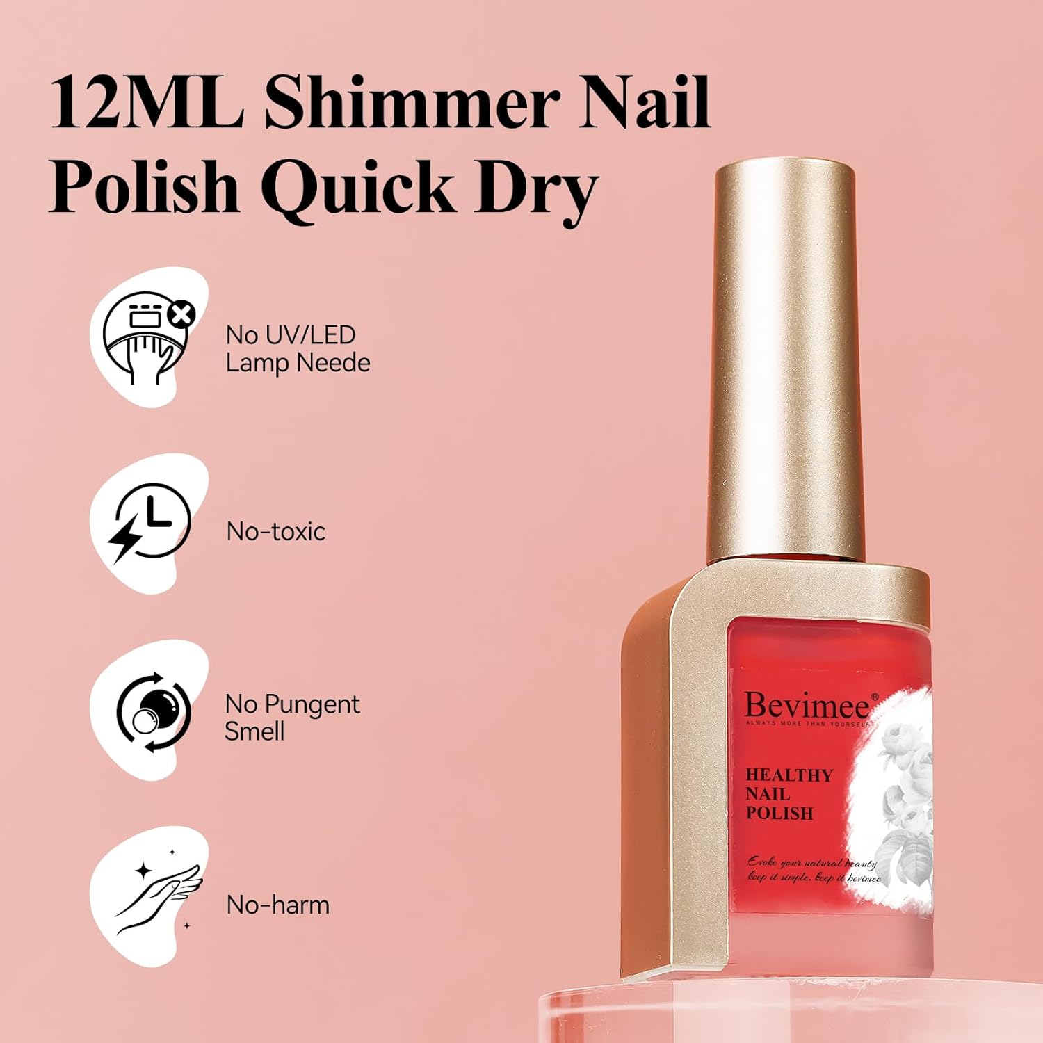 Vibrant Red Quick Dry Nail Polish 12ML Long Lasting Non-Gel Lacquer - Image 6