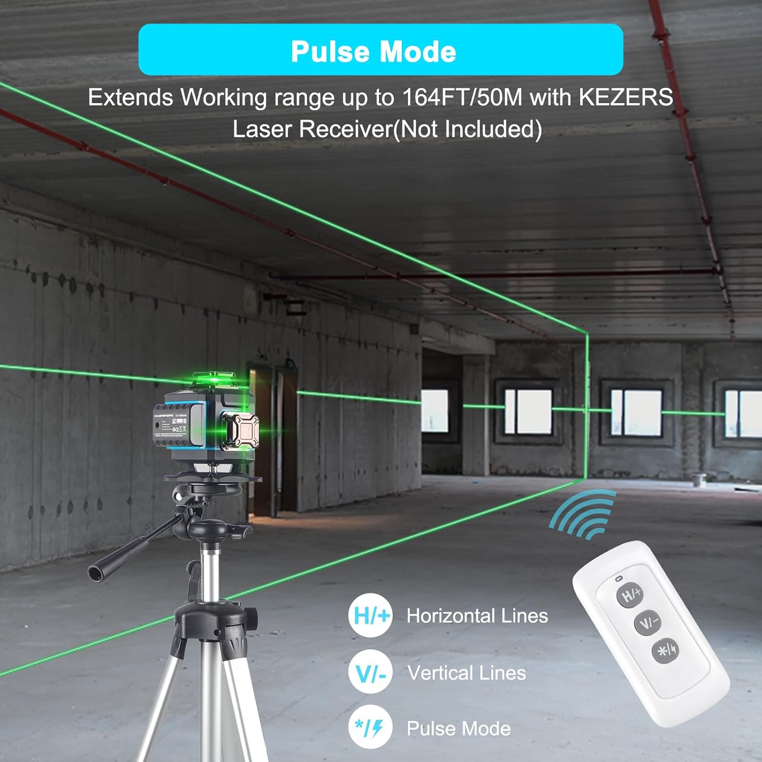 KEZERS 4x 360 Degree Green Laser Level Self-Leveling Alignment Tool with Remote Control - Image 6