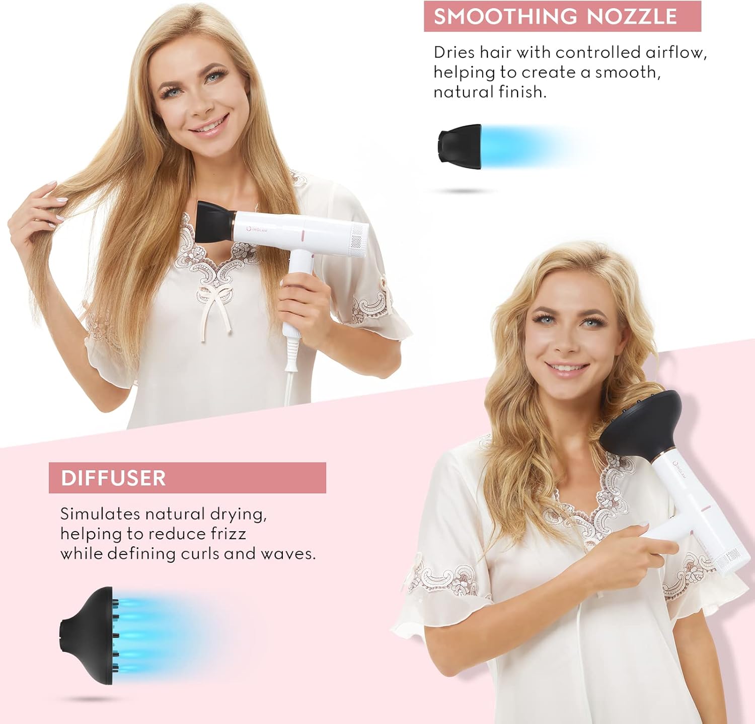 IG INGLAM Professional Ionic Lightweight Hair Dryer 110,000 RPM with 3 Heat Speed Settings - Image 4