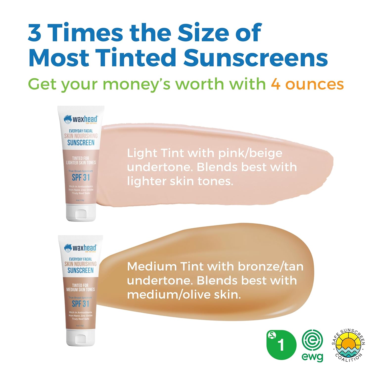 Waxhead Face Tinted Mineral Sunscreen SPF 31 Medium Tint 4oz Unscented - Image 7