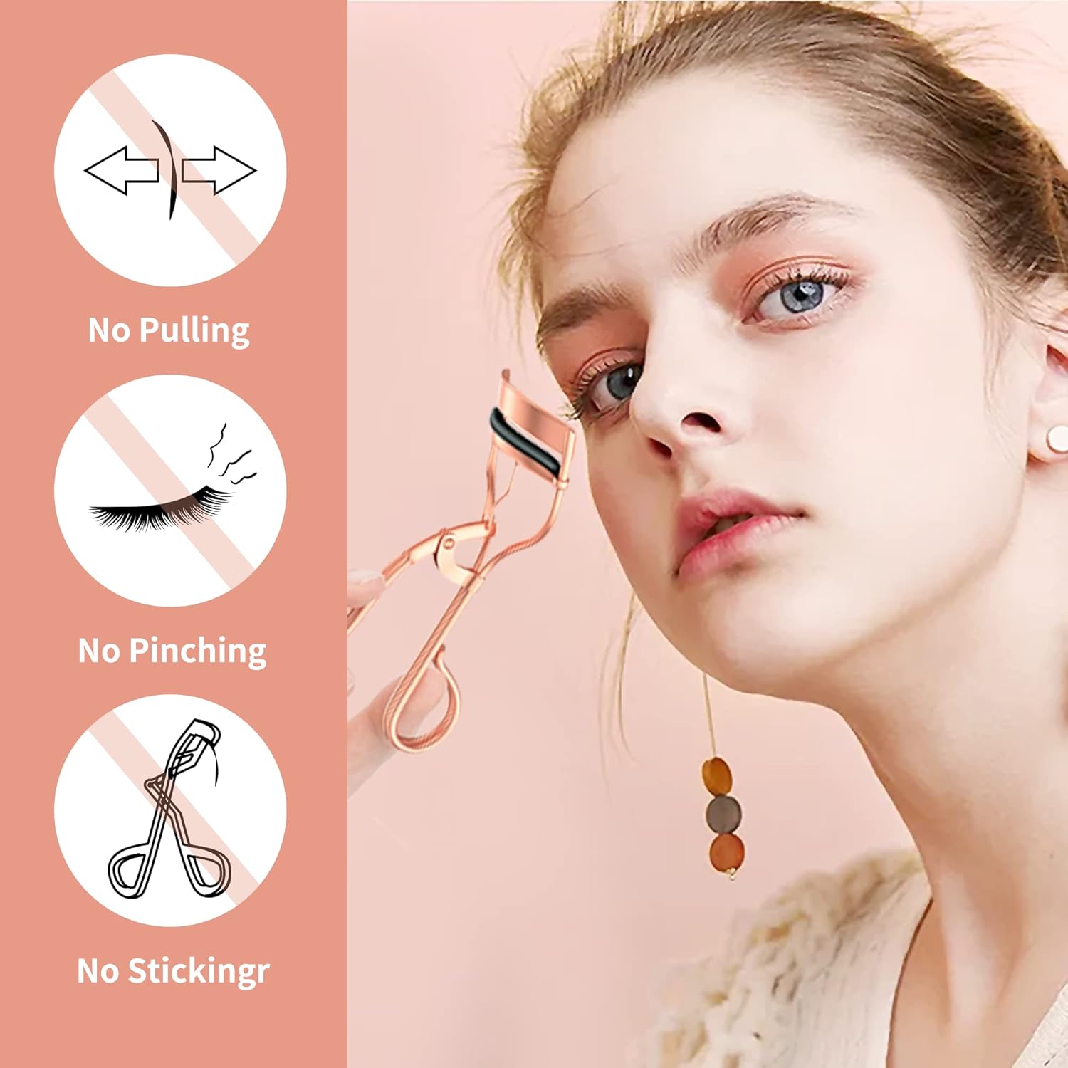 Eyelash Curler Set with Regular and Mini Precision Curlers, Separator Comb, Rose Gold Finish - Image 2
