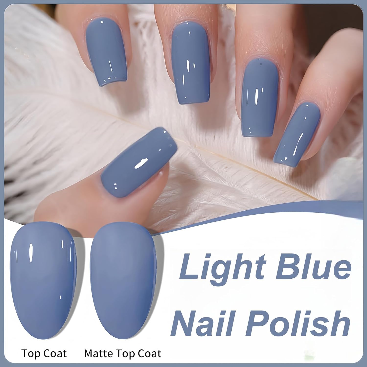 Quick Dry Vegan Grey Blue Nail Polish 14ML Long Lasting Light Blue - Image 6