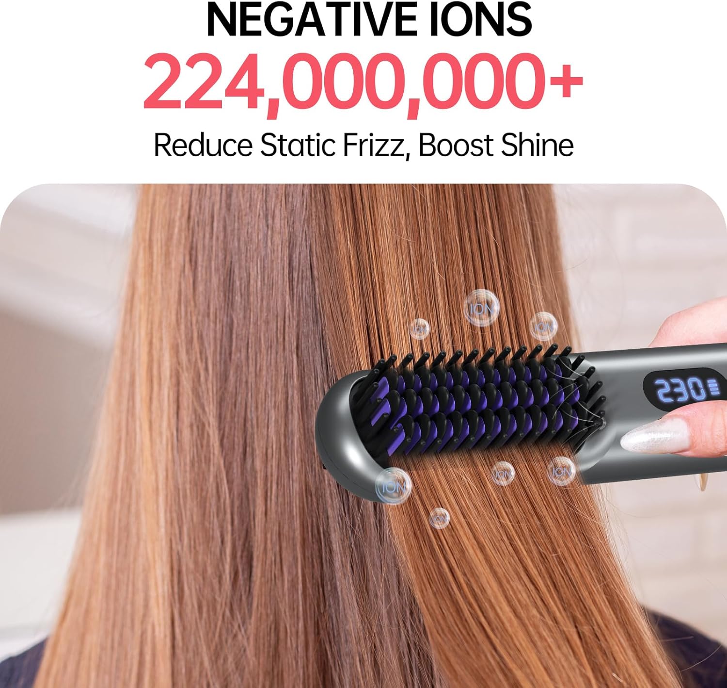Cordless Hair Straightener Brush Metallic Grey 9 Temp Settings 9600mAh Battery Mini Travel - Image 3