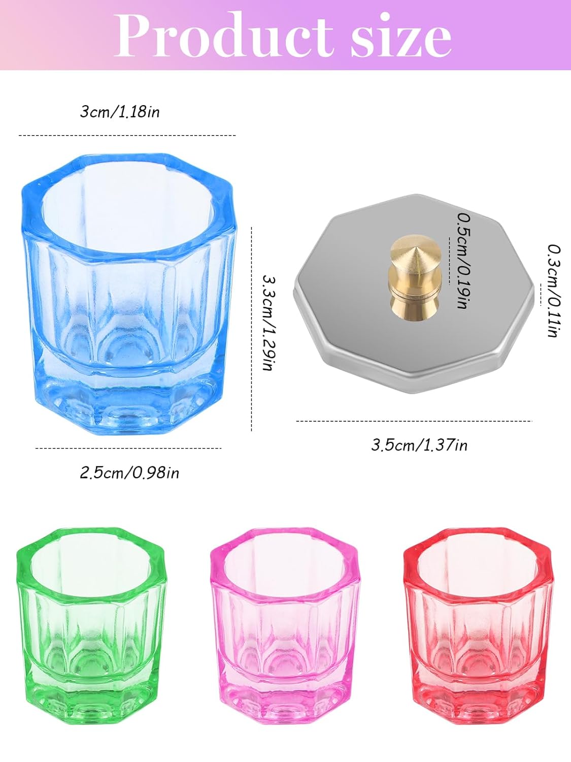TOROKOM 4-Color Dappen Dish Set for Acrylic Nails with Lid and Nail Art Tools, 13 Piece - Image 2