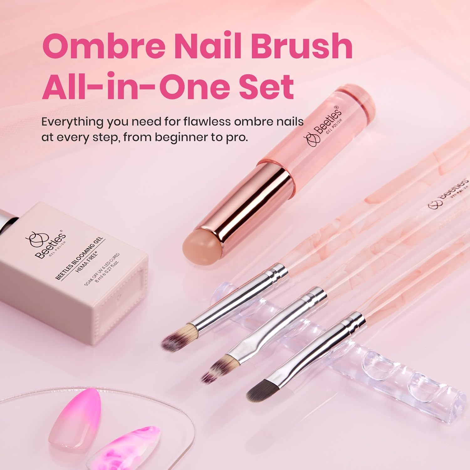 Beetles 5-Piece Blooming Gel Nail Art Brush Set with Ombre Gradient & Dotting Tool - Image 6
