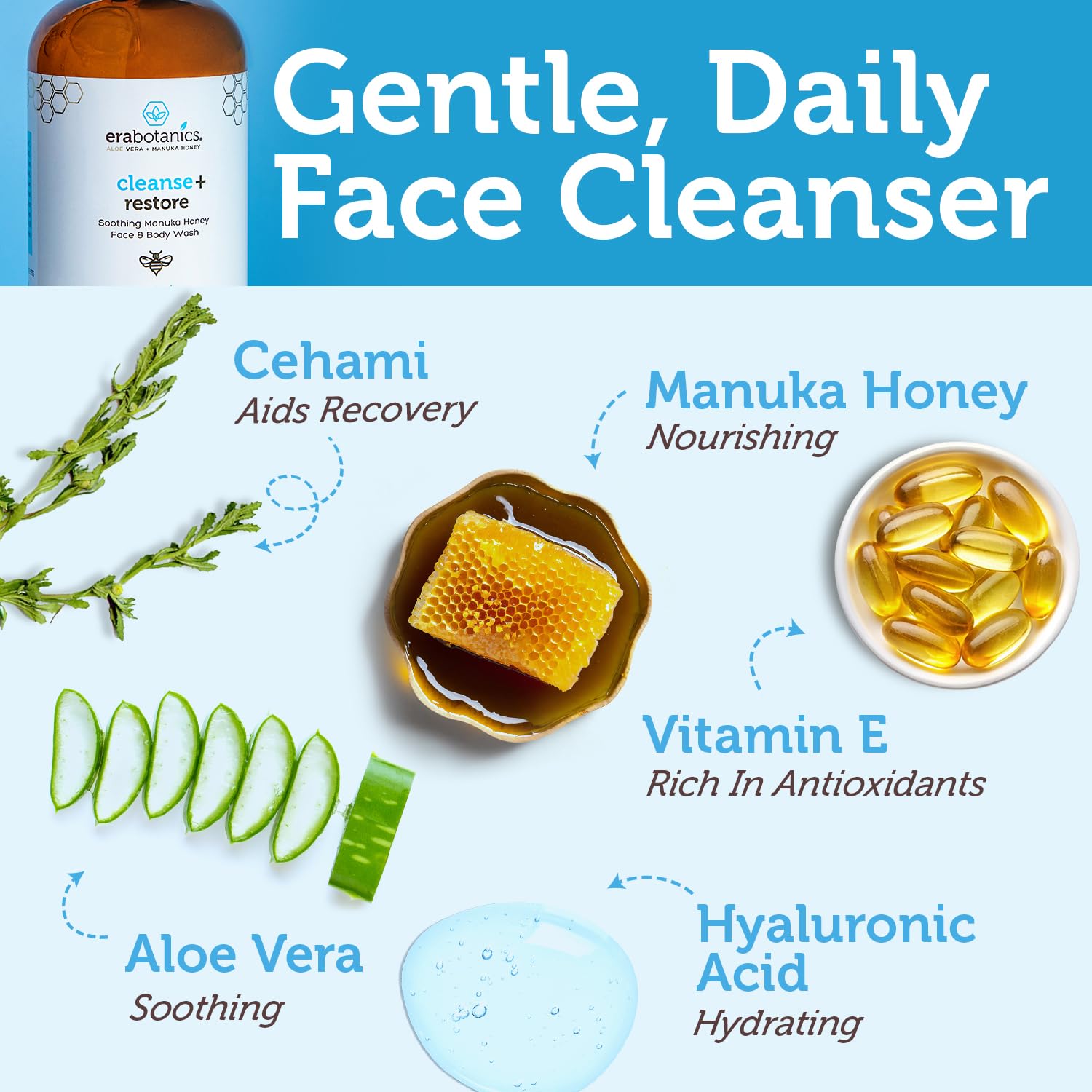 Manuka Honey Sulfate-Free Face Wash 4oz with Aloe Vera for All Skin Types - Image 2