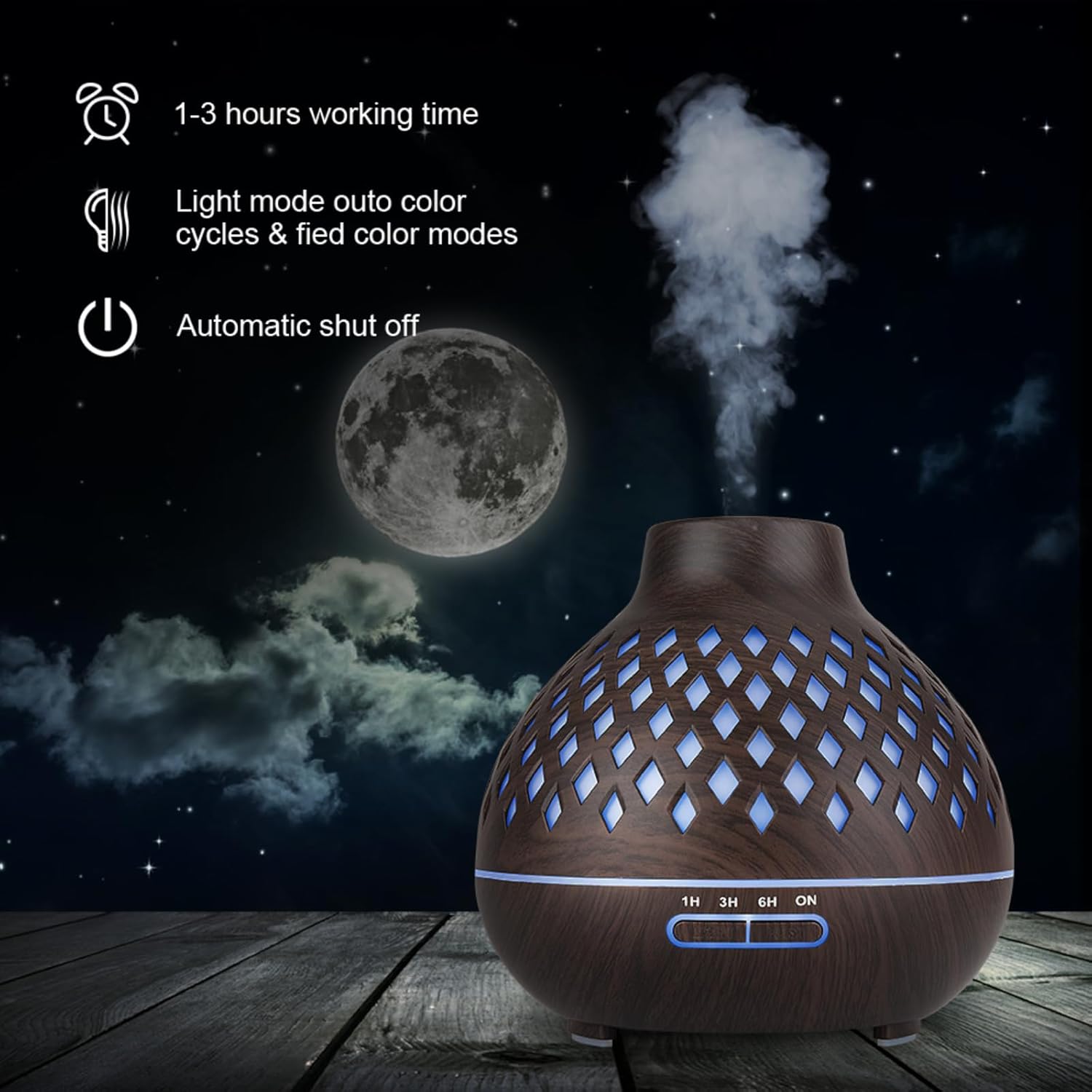 500ml Essential Oil Diffuser with Remote Control, 7 LED Colors, Auto-Off, Home and Office Use - Image 5