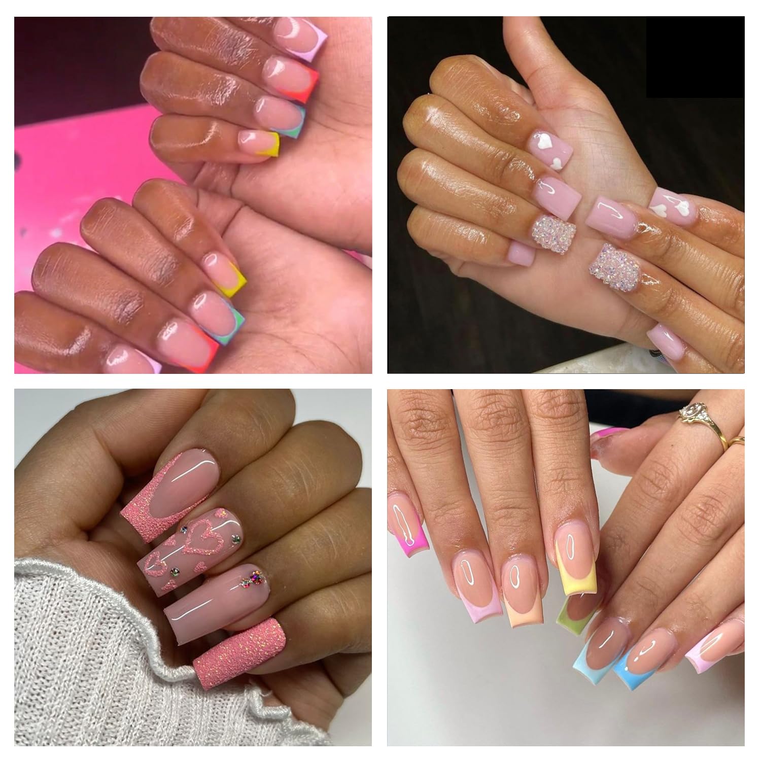 XL No C Curve Square Nail Tips 500pcs Clear Acrylic Tapered Half Cover Nails with Case - Image 6