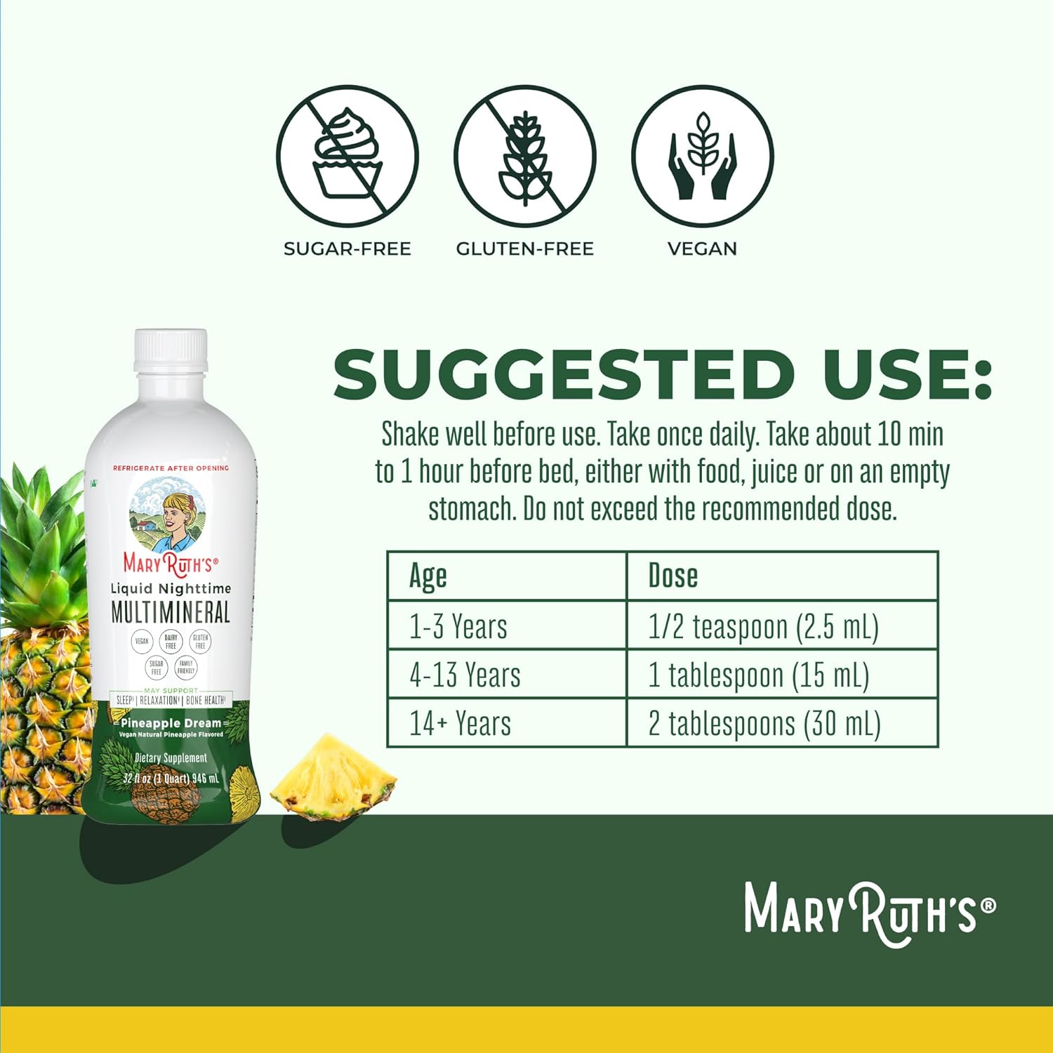 MaryRuth Organics Vegan Liquid Nighttime Multimineral 32 Oz Sugar Free Gluten Free - Image 3