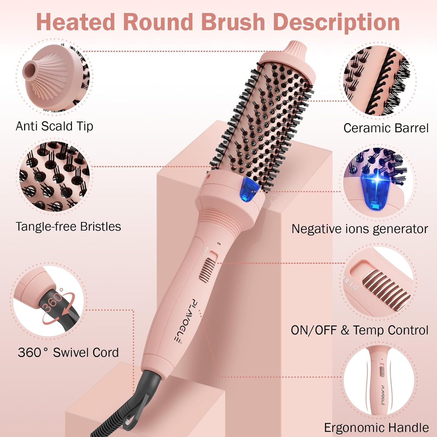Plavogue 1.5 Inch Dual Voltage Thermal Curler and Round Brush with Travel Adapter and Accessories - Image 4