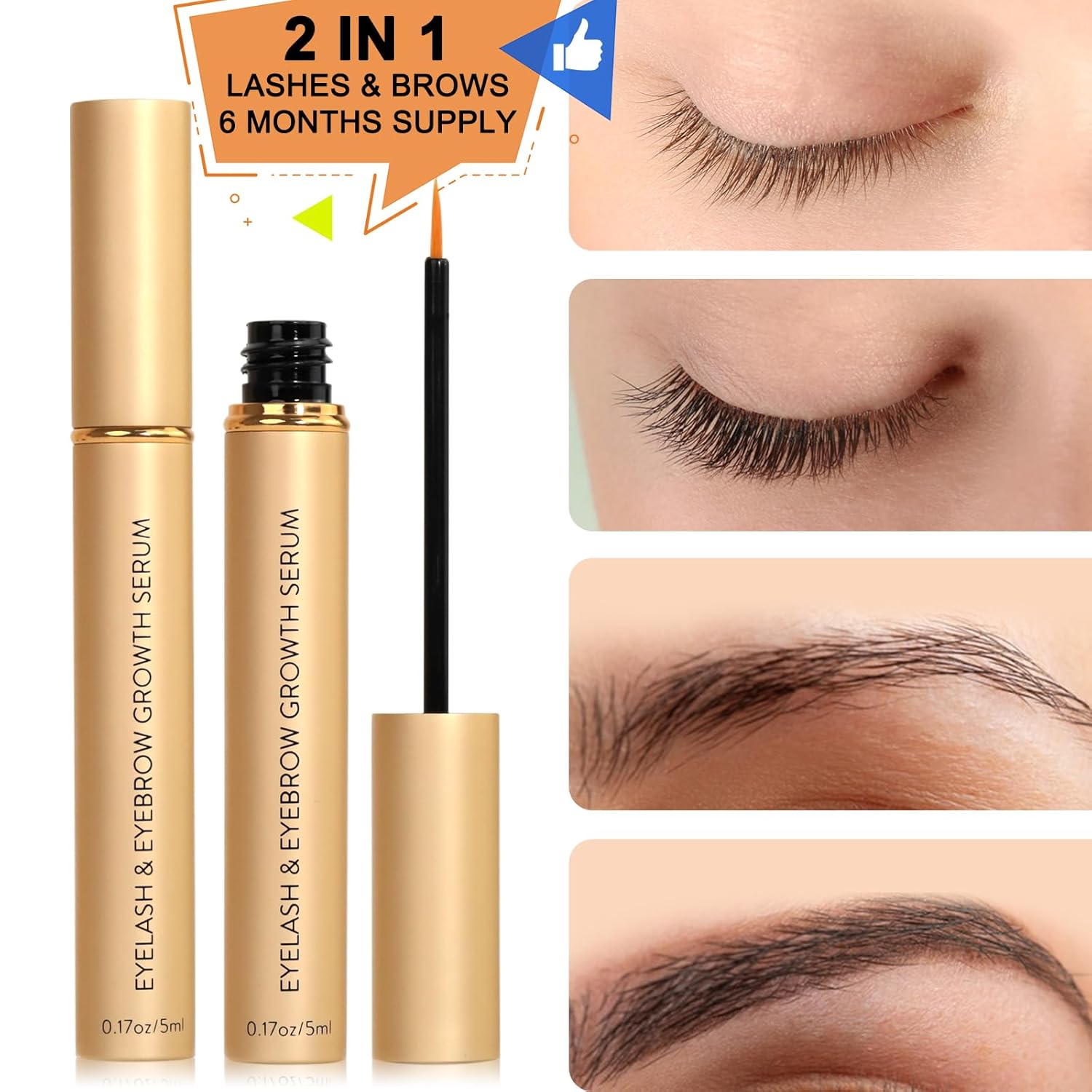 LZM Eyelash Growth Serum & Eyebrow Enhancer 1 Fl Oz for Thicker Natural Lashes - Image 3