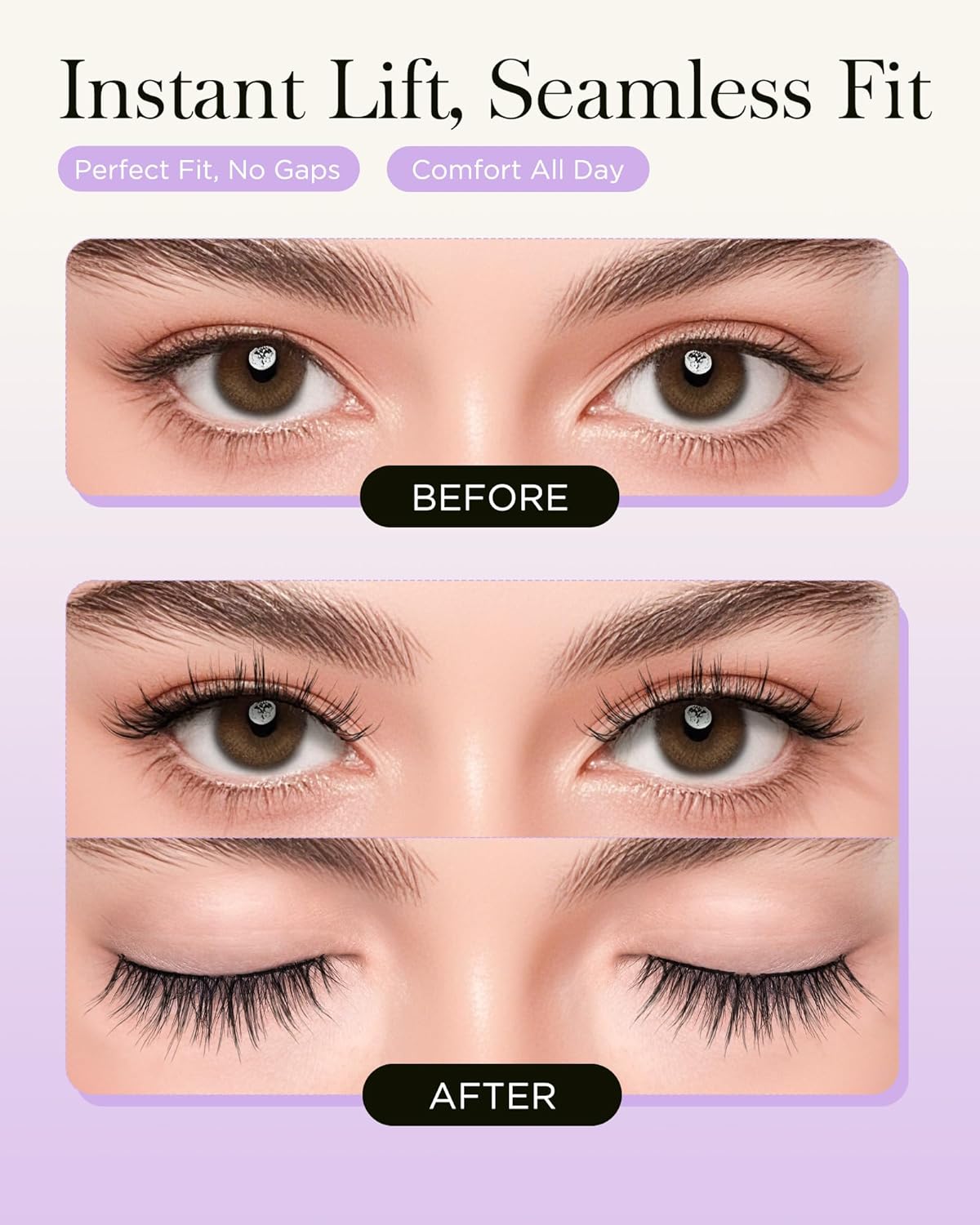 BEYELIAN Reusable Soft Magnetic Eyelashes Kit with Applicator 1 Pair SME03 Black - Image 6