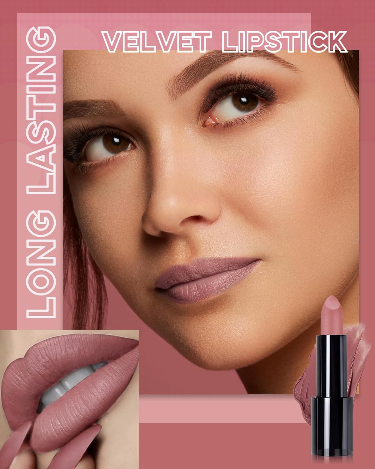 Nude Pink 5ml Matte Velvet Liquid Lipstick for Women Long Lasting Hydration - Image 2