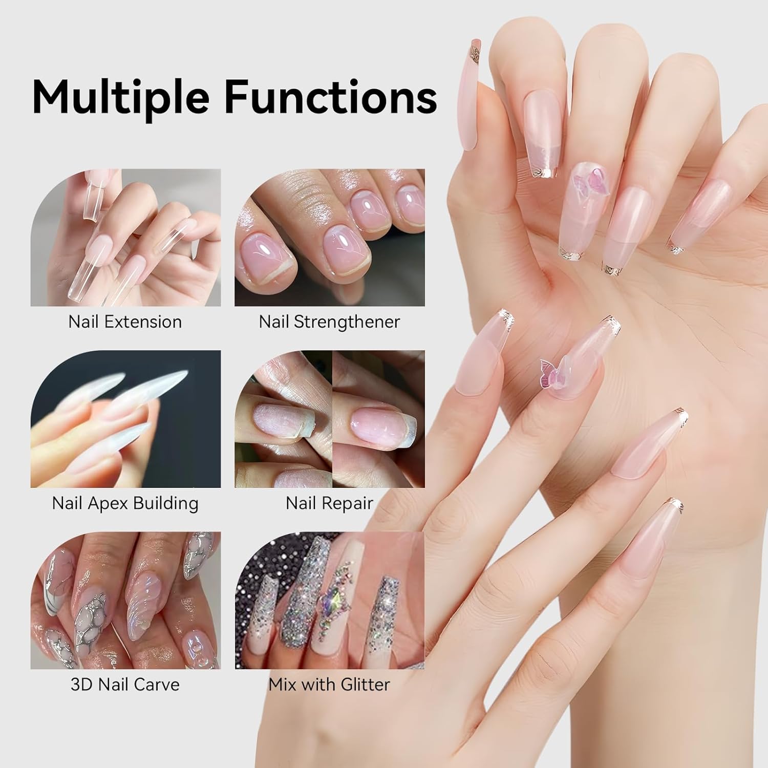 Makartt 1.06 oz Clear Builder Gel Kit for Nail Extensions, Repair, and Strengthening with Tools - Image 3