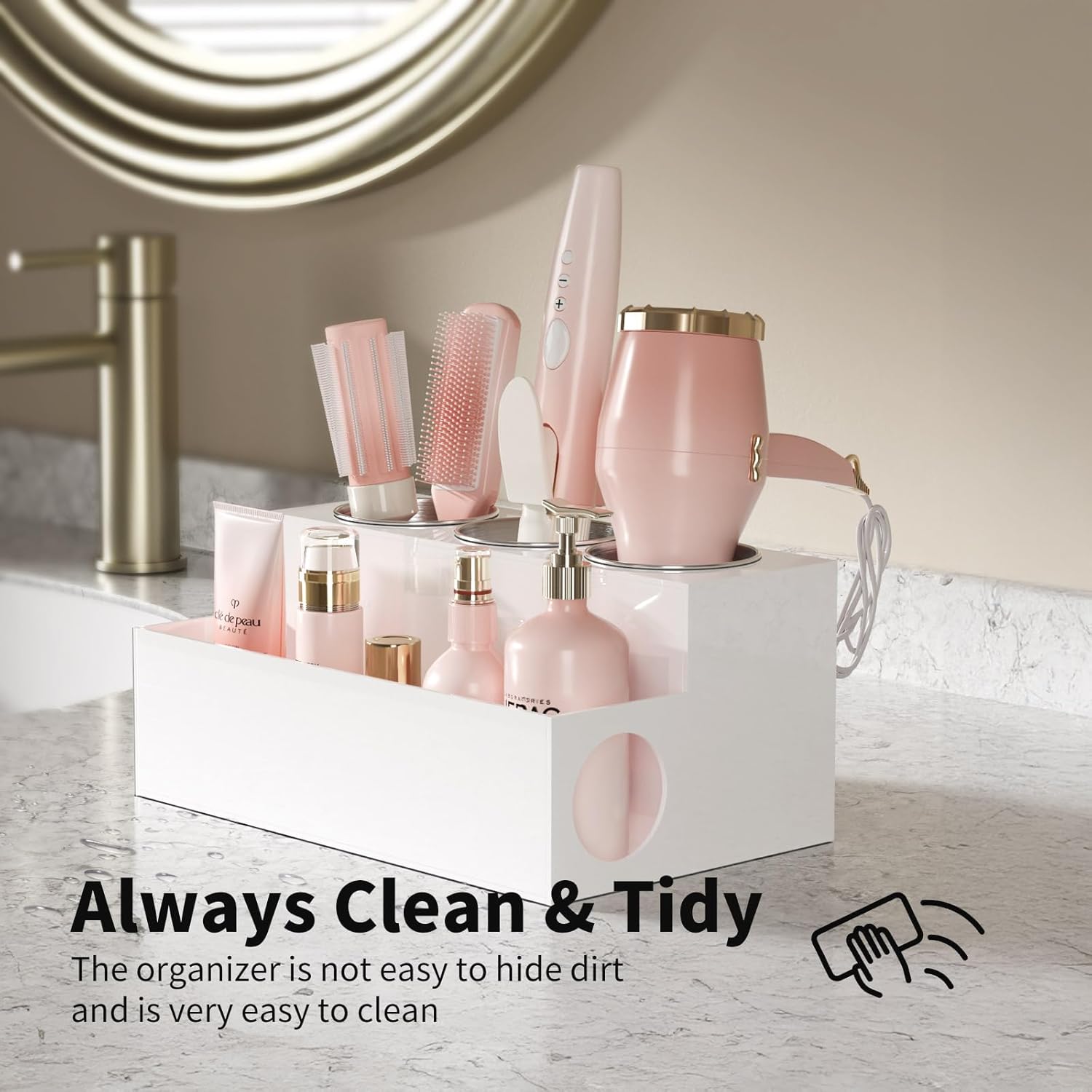 NIUBEE Acrylic Styling Tool Holder for Blow Dryers and Makeup Storage - Image 7