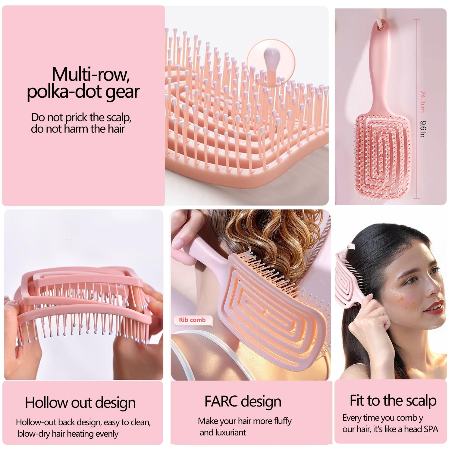 Girls' 3-Piece Hair Styling Set with Comb, Detangler Brush, Mirror, and Headband - Image 2