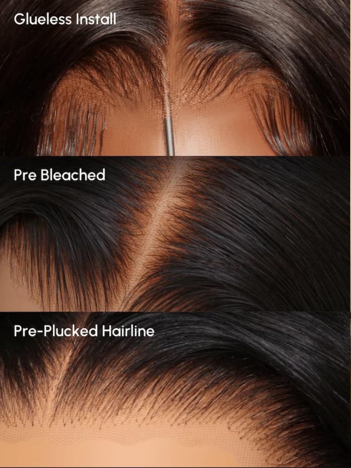 UNICE 18 Inch Glueless Human Hair Wig Real Scalp 13x4 HD Lace with Bangs - Image 7