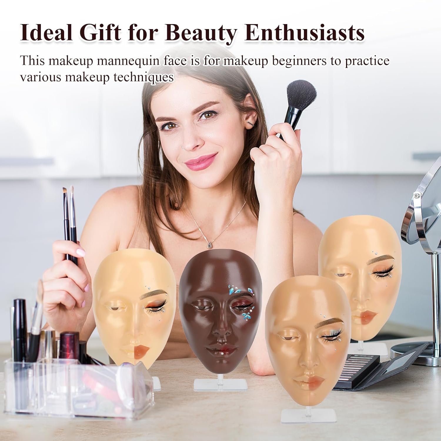 5D Black Silicone Makeup Practice Face Board for Beginners and Professionals - Image 6