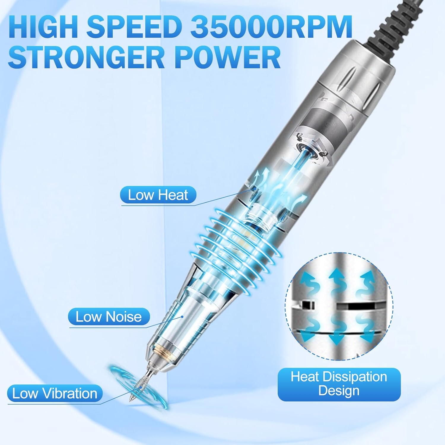Portable 35000RPM Electric Nail Drill Machine Kit for Gel and Acrylic Nails - Image 5