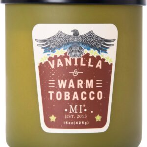Manly Indulgence Vanilla & Warm Tobacco Scented Candles for Men, 2 Wick, 15 oz Premium Soy Blend Wax, 60H Burn, Candles for Home Scented – Made in The USA