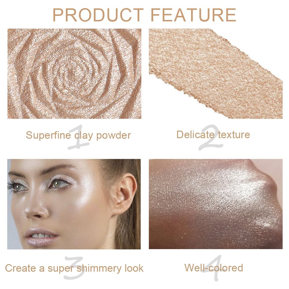 EVPCT Pearl White Champagne Gold Highlighter Palette for Face Body 4 Shades - Image 4