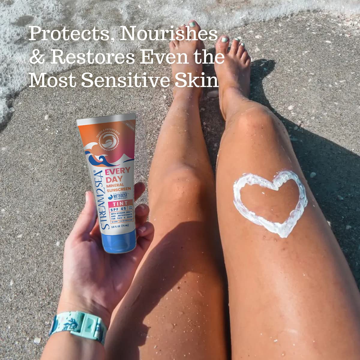 SPF 45 Tinted Mineral Sunscreen 2.5 Fl Oz Biodegradable, Paraben Free, Reef Safe, Non-Greasy Formula - Image 5