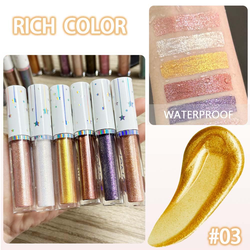 EVPCT Shimmery Glitter Eyeliner Stick Waterproof High Pigment Metallic Makeup 03 Ochre - Image 5
