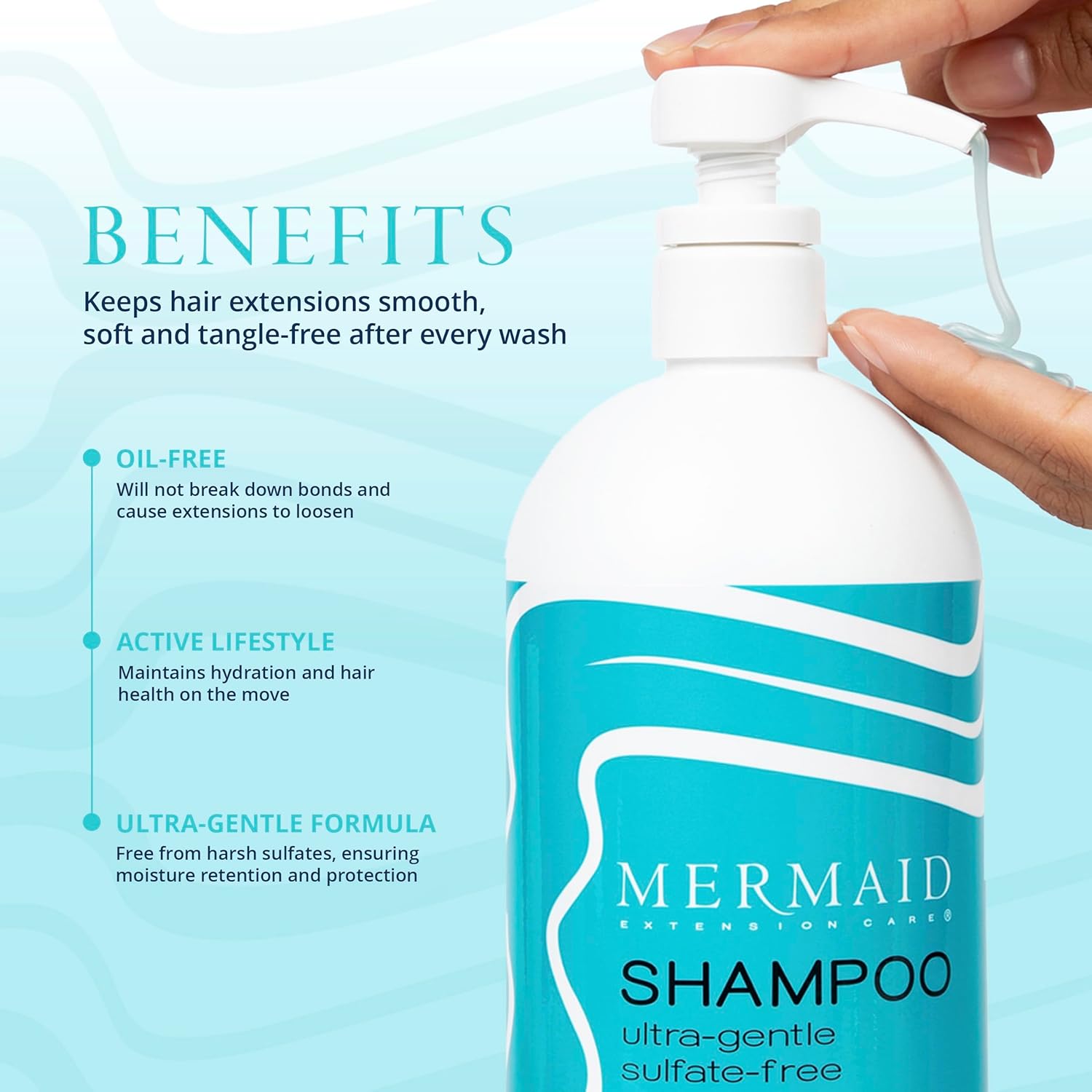Mermaid Extension Hair Care Shampoo and Conditioner Set 16 oz Oil-Free Vegan Formula - Image 3