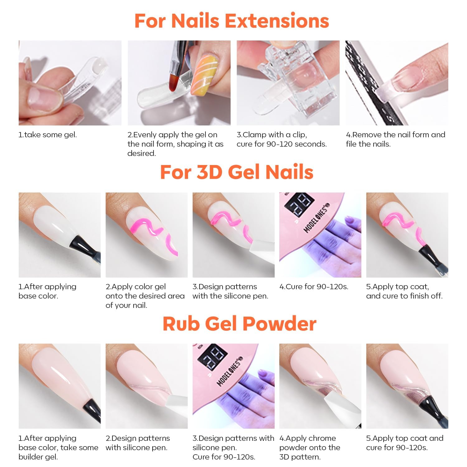 Modelones 15ml Clear Solid Builder Gel Kit for Professional Nail Extensions and Sculpting - Image 8