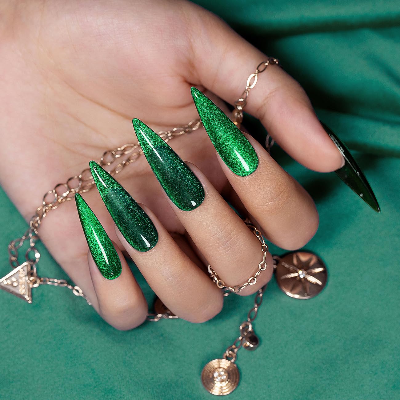 RARJSM 15ml Green Cat Eye Gel Nail Polish Kit with Magnet Stick for Salon Quality Nails - Image 3