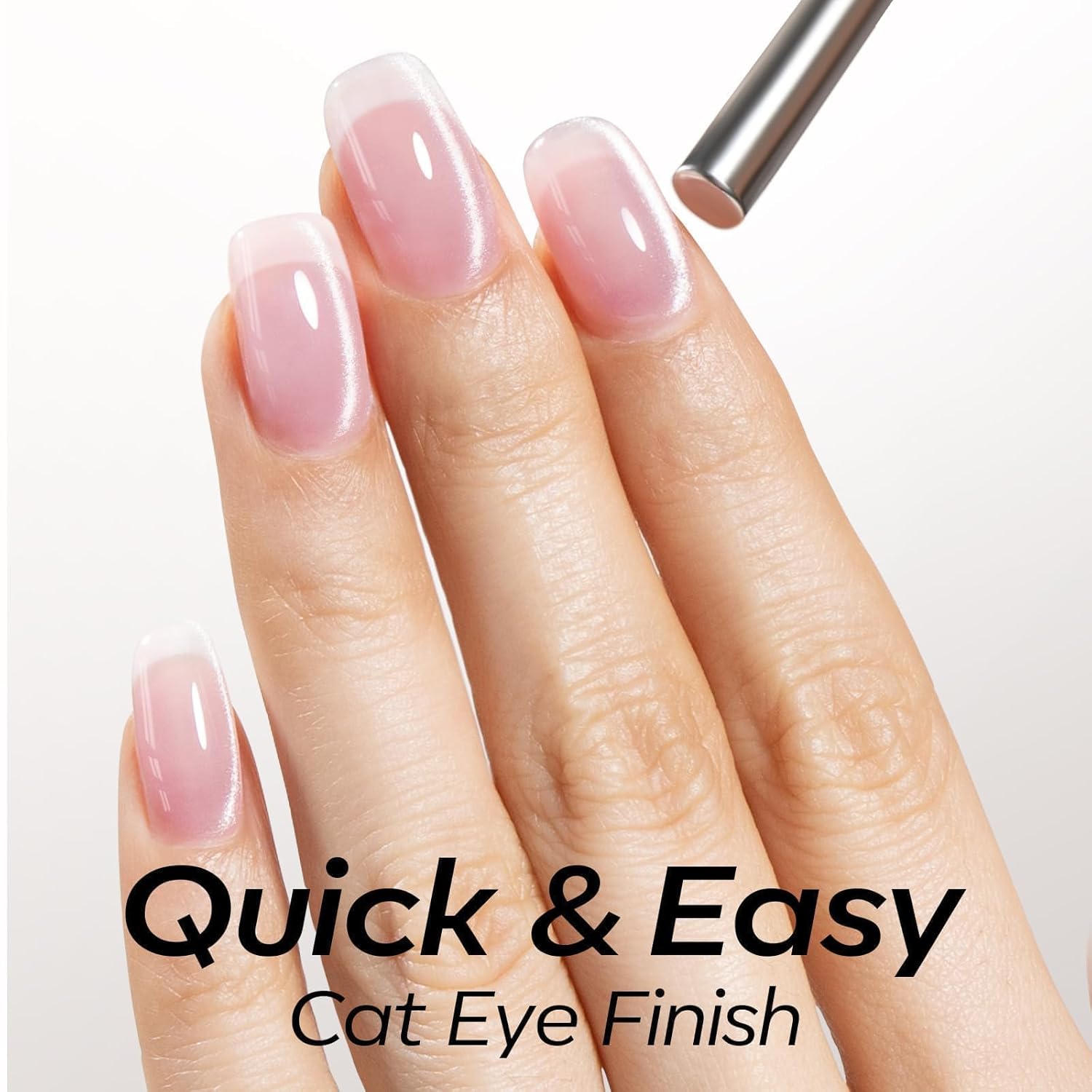 Modelones 15 ML Silver Nude Glitter Holographic Cat Eye Gel Nail Polish - Image 5