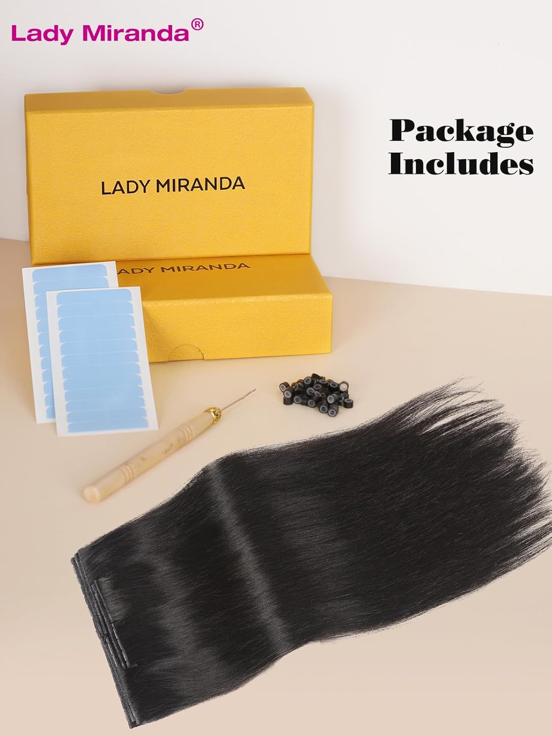 Lady Miranda 18 Inch 100G Black Double Sided Invisible Weft Real Human Hair Extensions - Image 9