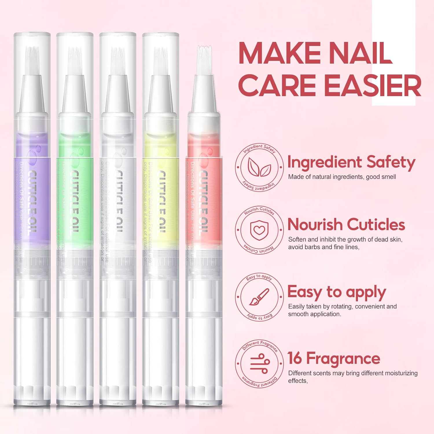 Peacecolor 16 Piece Portable Cuticle Oil Pen Nail Care Kit for Moisturized and Strengthened Nails - Image 3