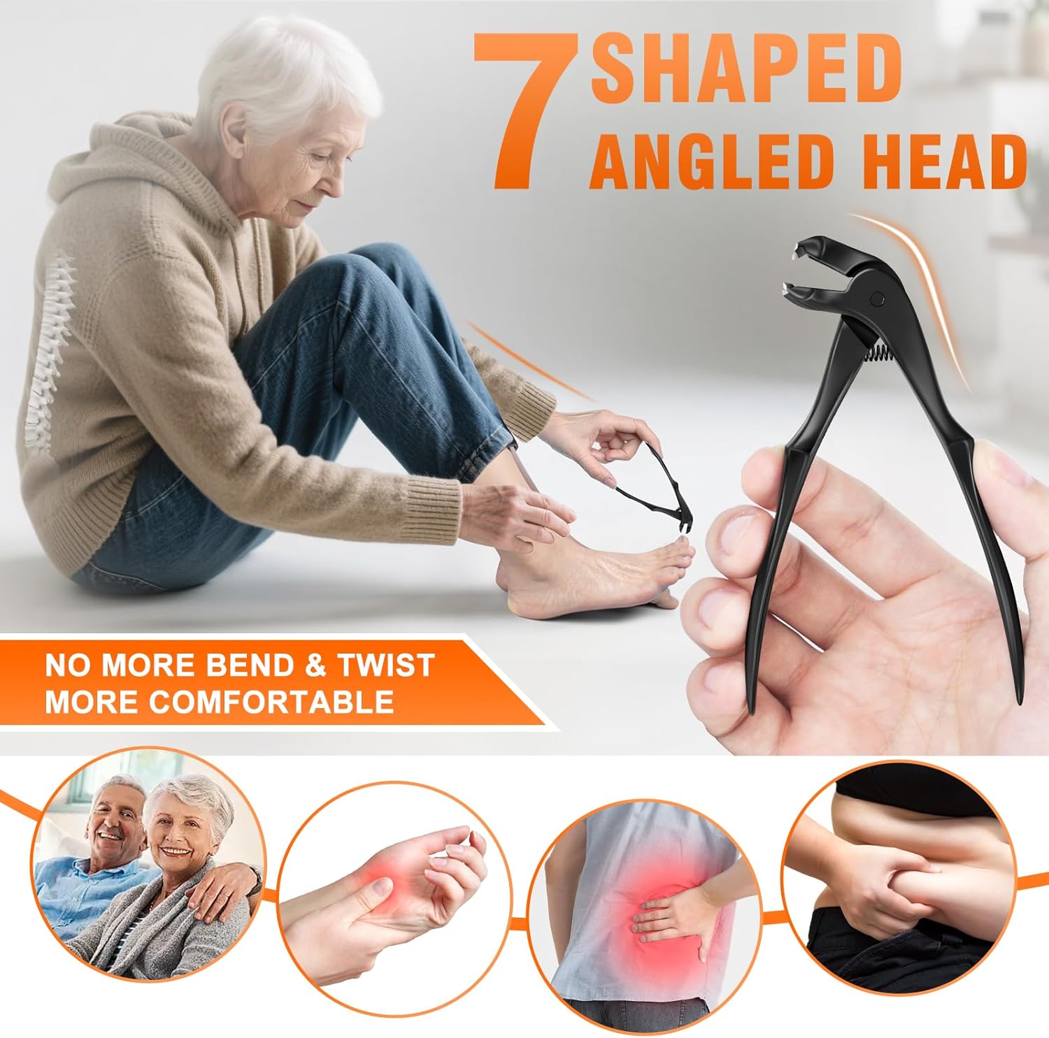 DRMODE Long Handle Angled Toenail Clippers for Thick Nails with Built-in Catcher - Image 2