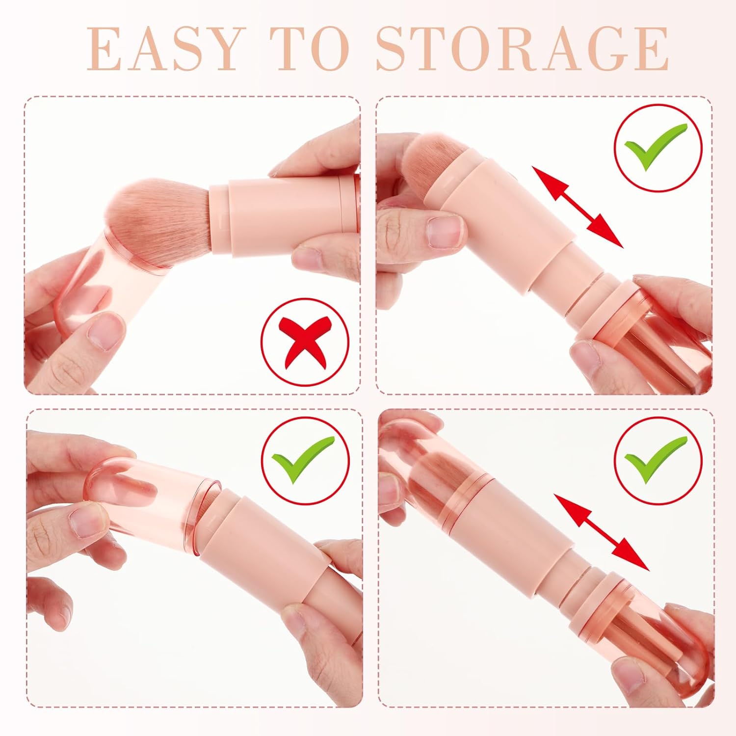 4-in-1 Retractable Travel Makeup Brush Set for Foundation, Blush, Eyeshadow, Concealer - Image 6