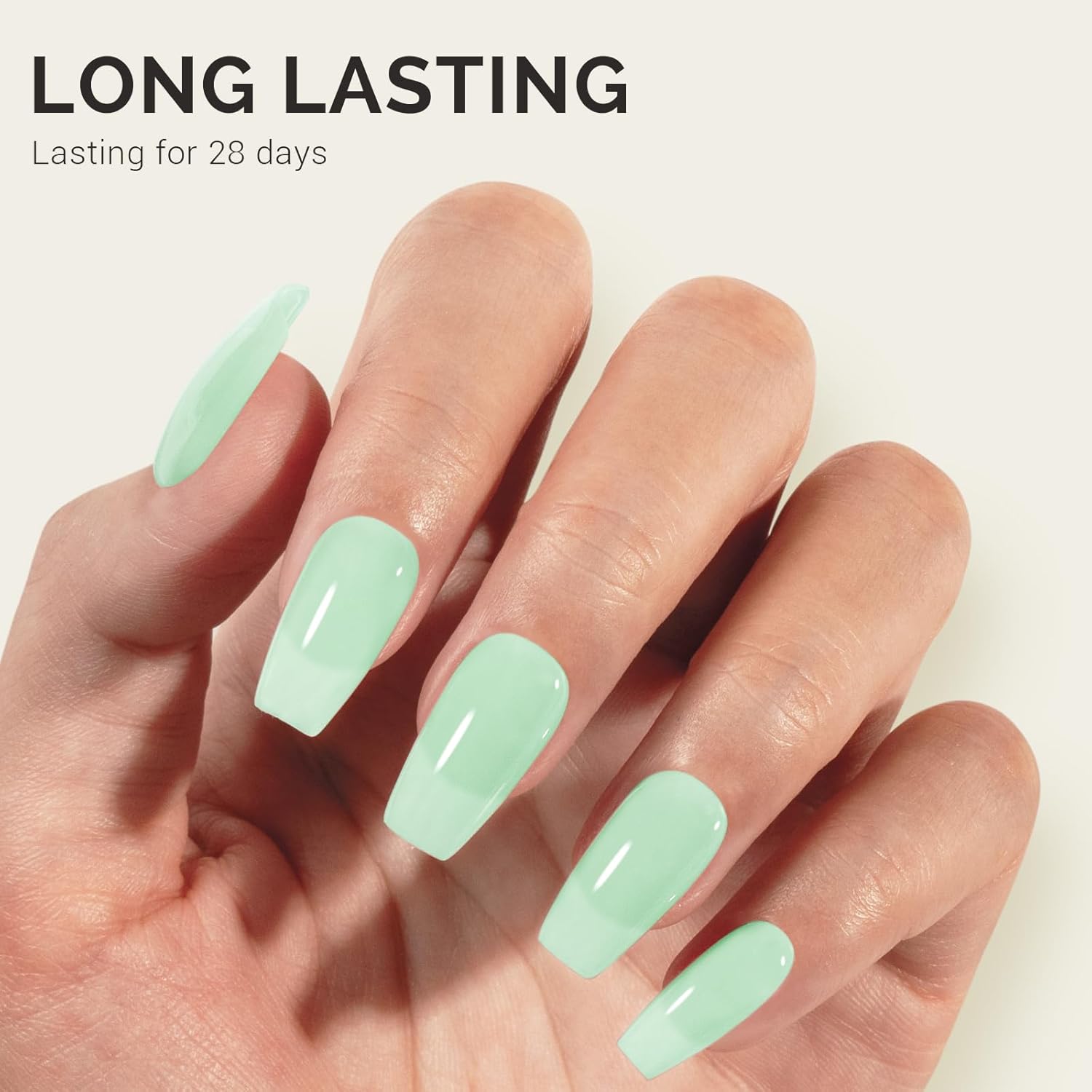 MelodySusie 0.5 Fl Oz Milky Green Gel Nail Polish Light Sage for DIY Manicure - Image 4