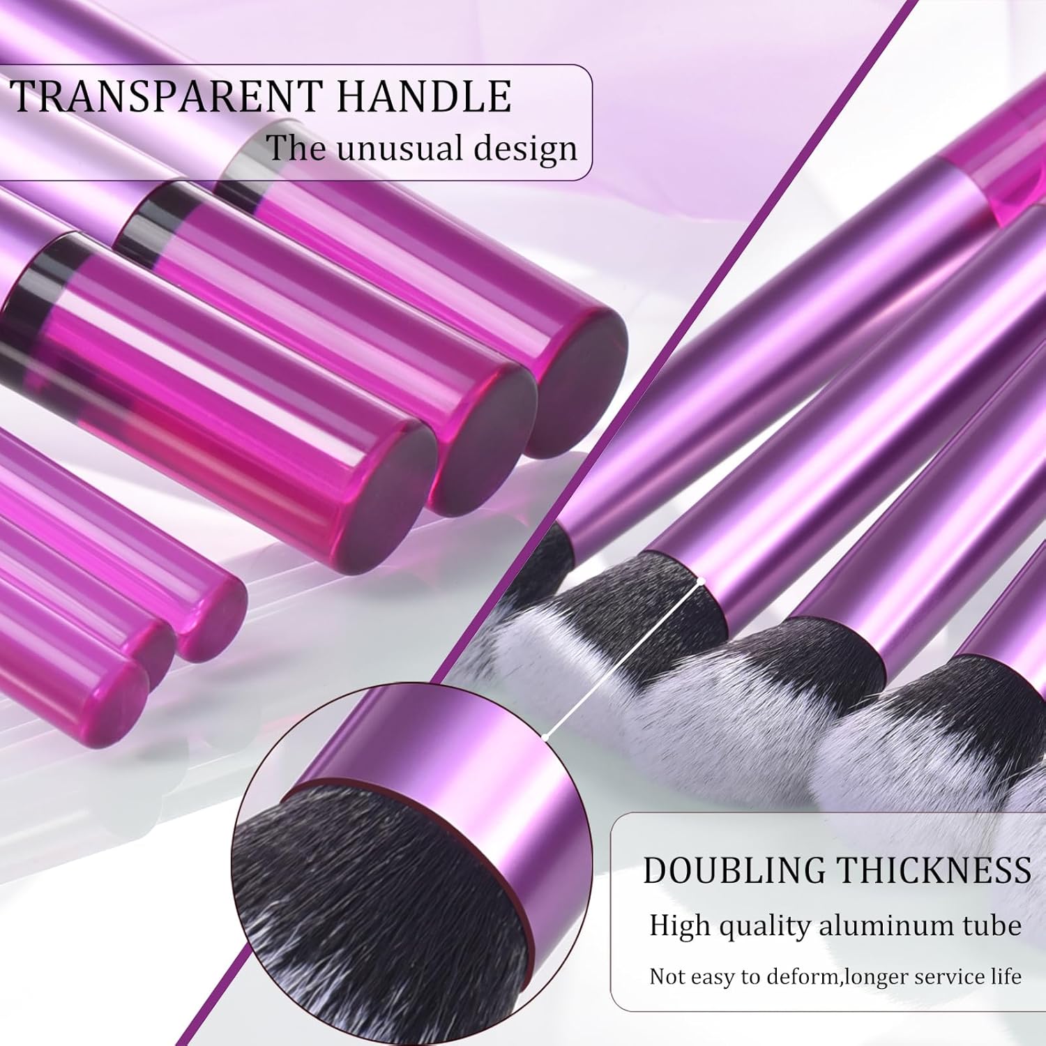 22 Piece Purple Makeup Brush Set with Case, Soft Synthetic Hair for Foundation and Eyeshadow - Image 5