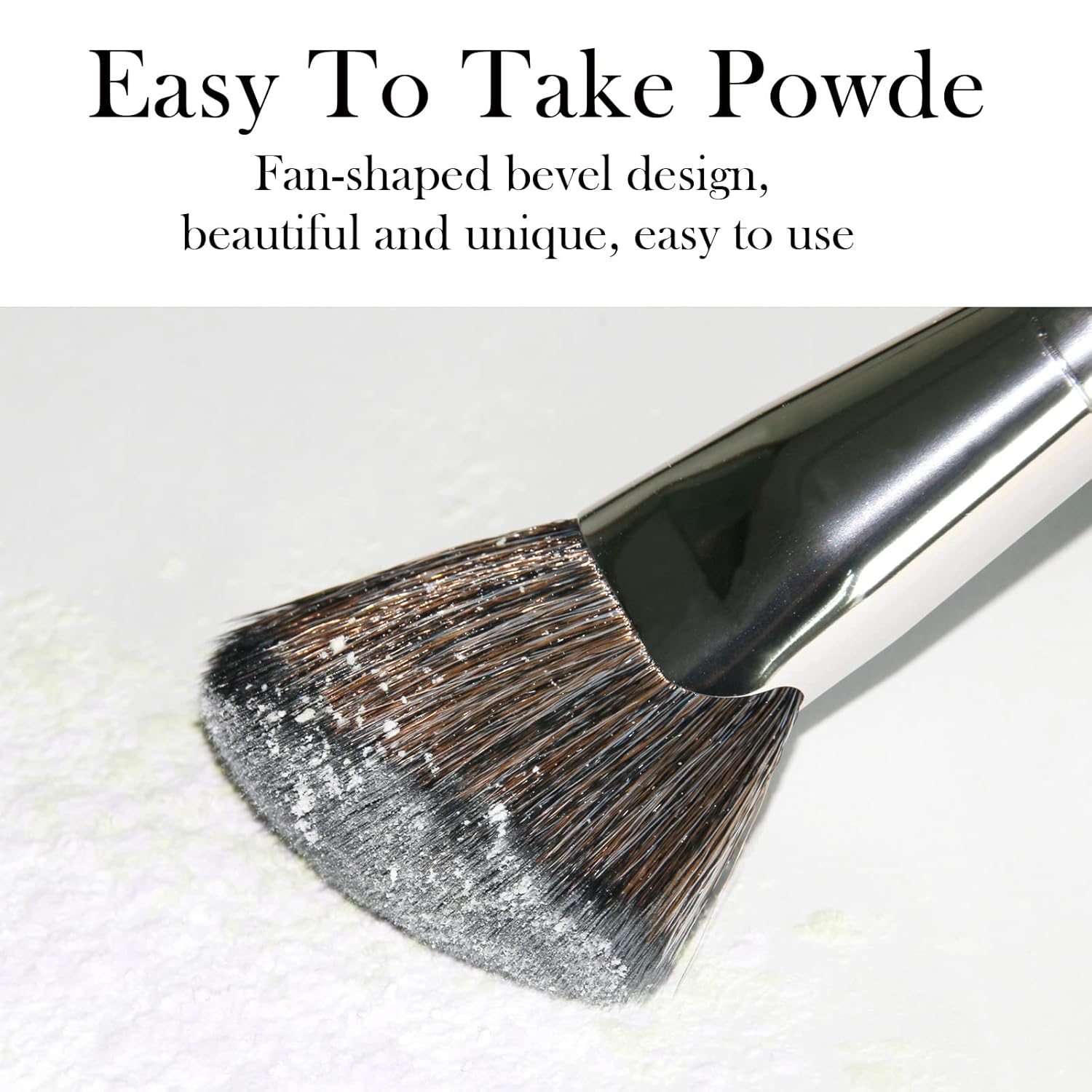 Banidy 5-Piece Angled Makeup Brush Set with Triangle Powder, Fan, Blush Brushes, Soft Bristles - Image 6