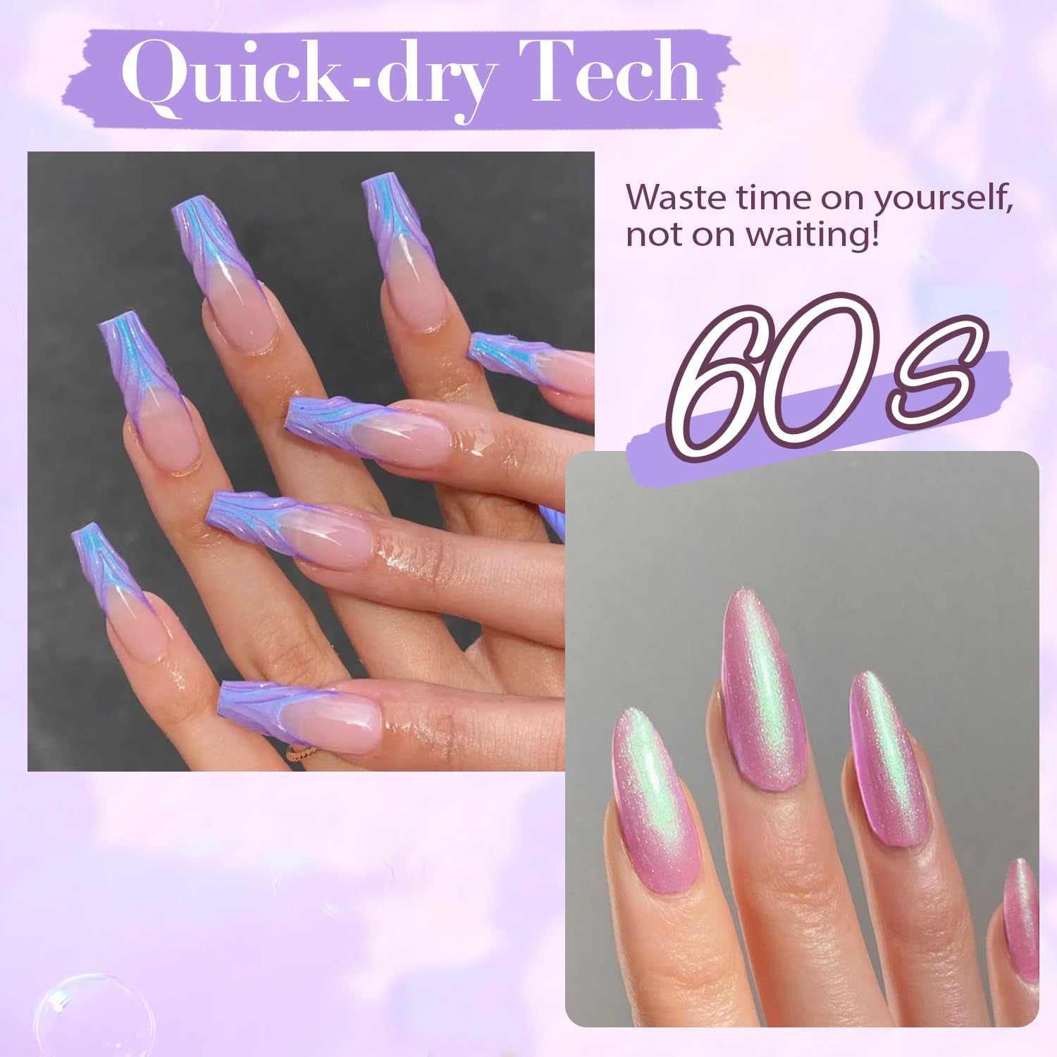 AZUREBEAUTY 4-Piece Pearl Shimmer Nail Polish Set Blue Pink White Quick Dry - Image 3