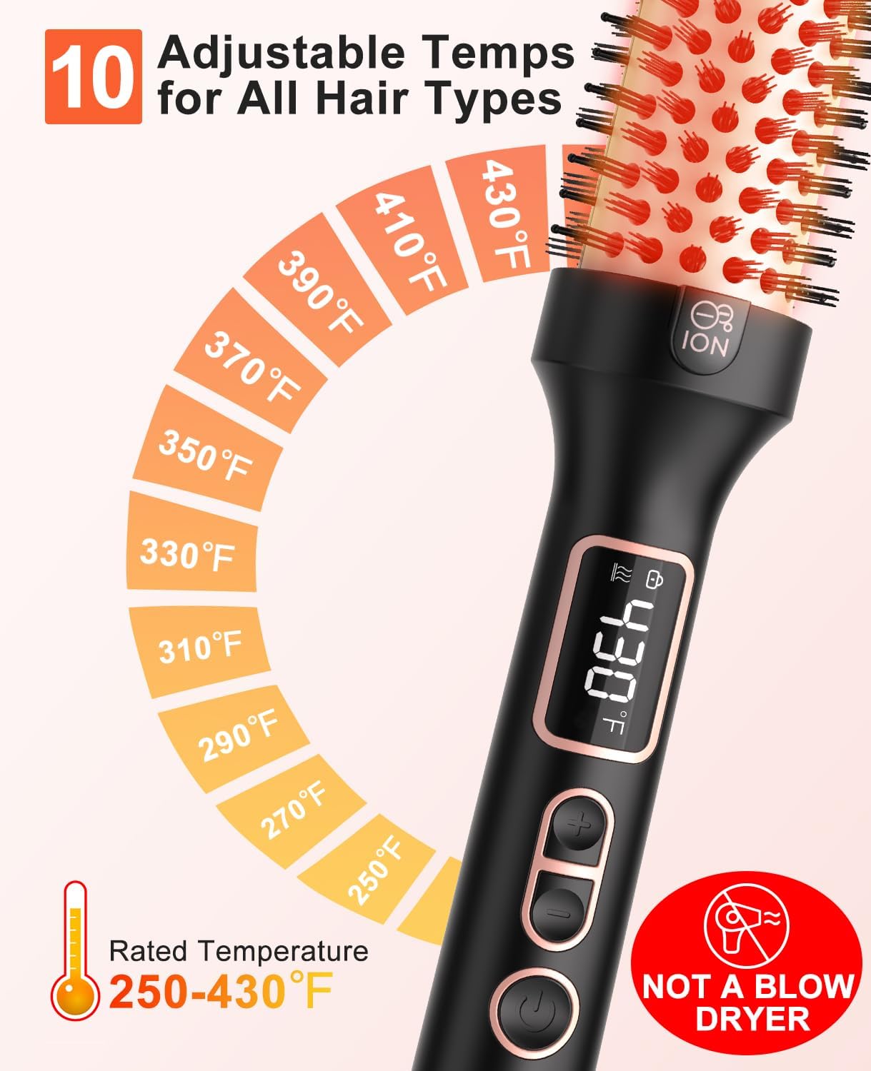 Nimmu 1.5 Inch Thermal Blowout Styling Brush with 10 Temperature Settings and Dual Voltage - Image 2