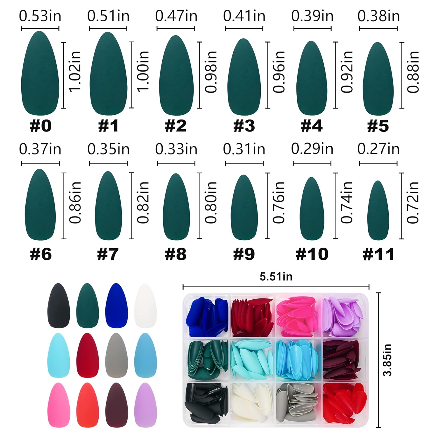 AddFavor 12 Pack Short Square Press On Nails Matte Acrylic Colored Fingernails Kit for Women - Image 4