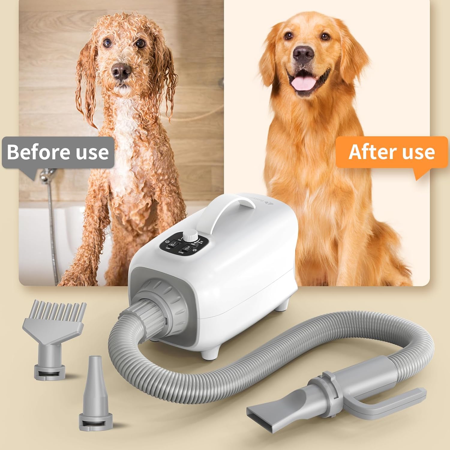 FuzzyPal High Velocity Pet Dryer 150 MPH Airflow 3 Nozzles Included - Image 7