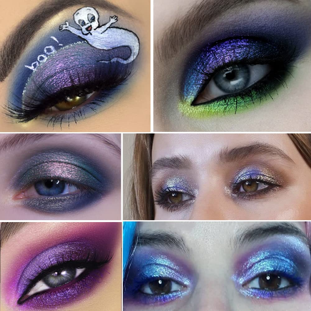 Afflano Holographic Glitter Eyeshadow 4g Silver Blue Shimmer for Blue Eyes - Image 3