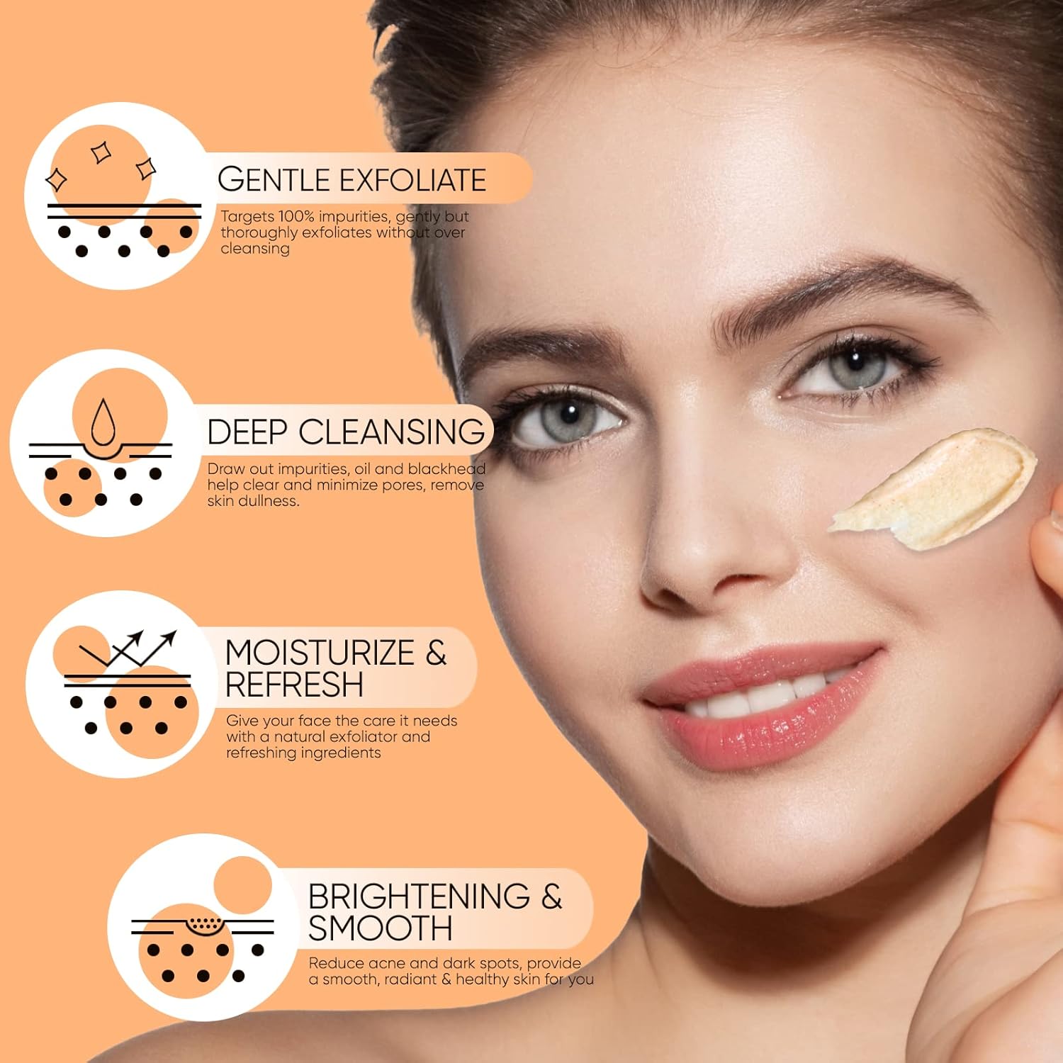 Brightening Vitamin C Face Scrub 100g for Exfoliating, Moisturizing, and Deep Cleansing Skin - Image 2