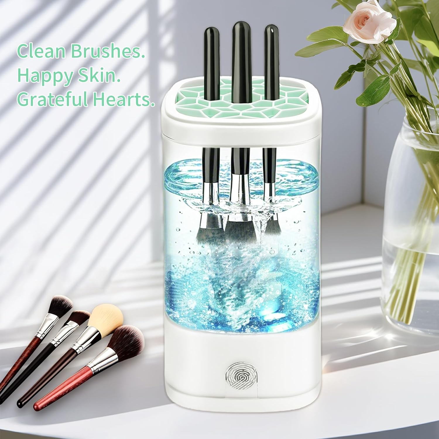 Automatic Electric Makeup Brush Cleaner 8000 RPM Speed with Multi-Size Silicone Holder - Image 7
