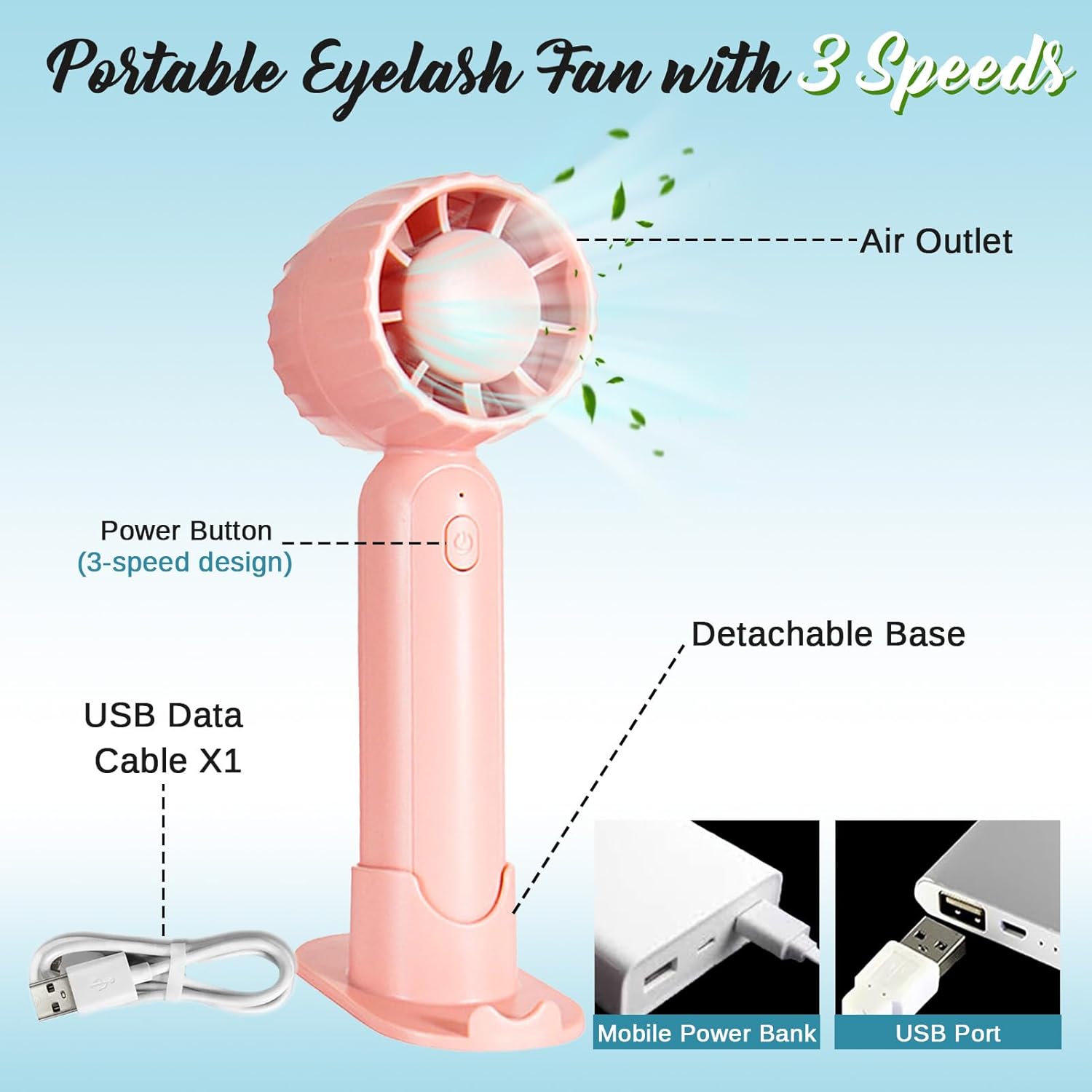 Eyelash Extension Mousse Shampoo Cleanser with USB Rechargeable Mini Fan Kit - Image 5