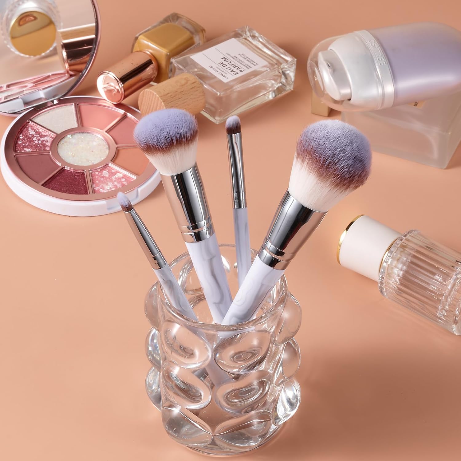 Grey Double Ended Makeup Brush for Liquid Foundation and Blush Two-in-One Design - Image 5