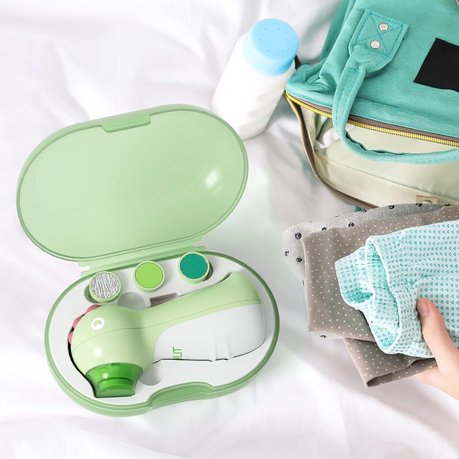 Electric Baby Nail File and Trimmer Set with LED Light and 10 Grinding Heads for Newborns and Adults - Image 8