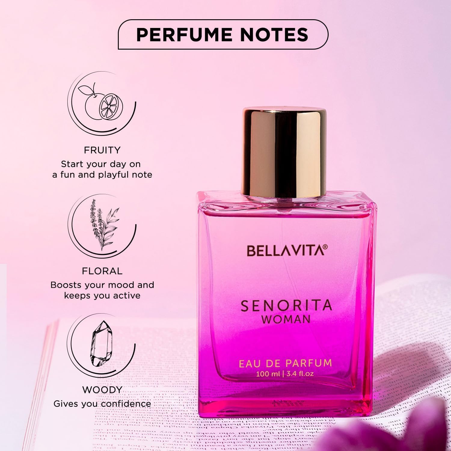 BellaVita Luxury SENORITA Women's Perfume 3.4 fl. oz Vegan Floral Fruity Vanilla Scent - Image 5